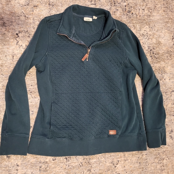 L.L. Bean Sweaters - L.L. Bean Women's Teal 1/4 Zip Quilted Pullover